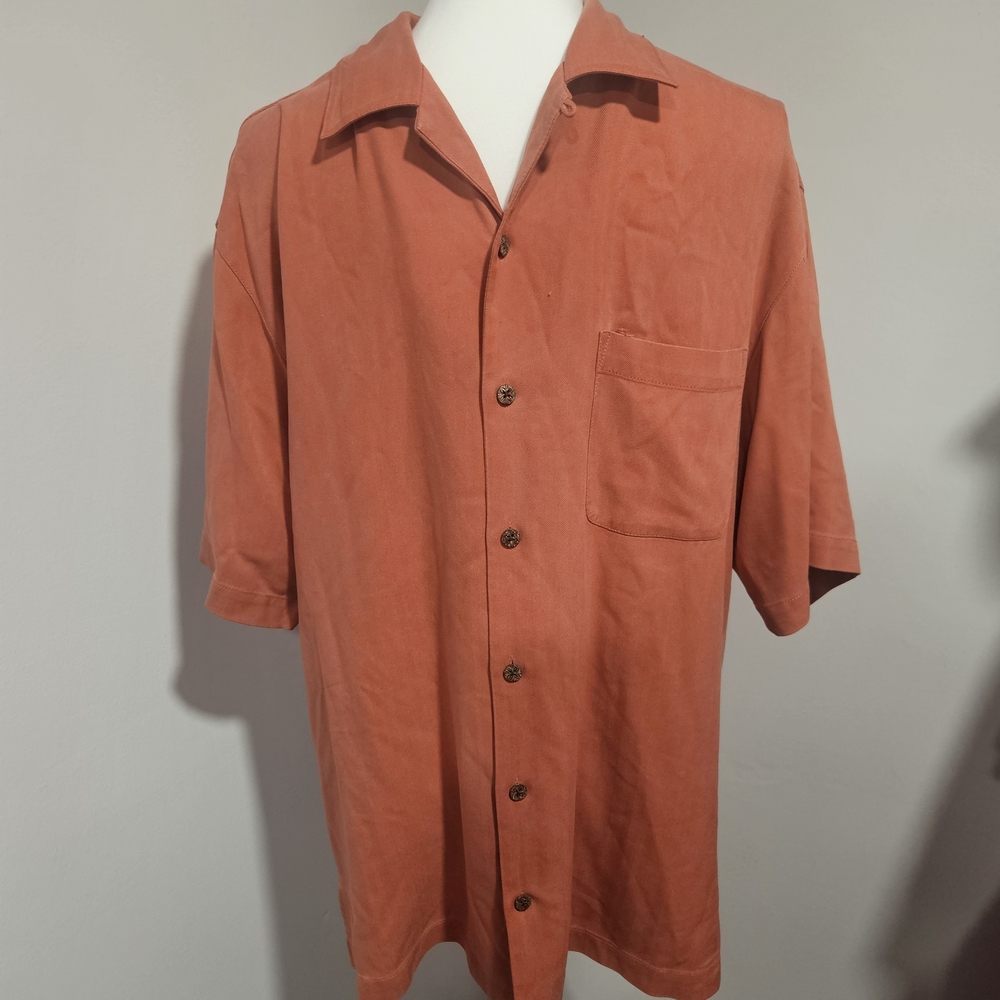 Tommy Bahama Men's Silk Casual Beach Coral Button Down Shirt Size Small